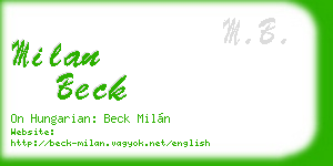 milan beck business card